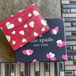 Kate Spade Staci Heart Pop Printed Boxed Small Card Holder Red Multi
